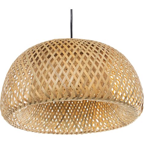 Plafonnier Bambou 1Xe27 Max60W, Non Inclus °38X20 Cm, Câble Noir 75 Cm (1/5)