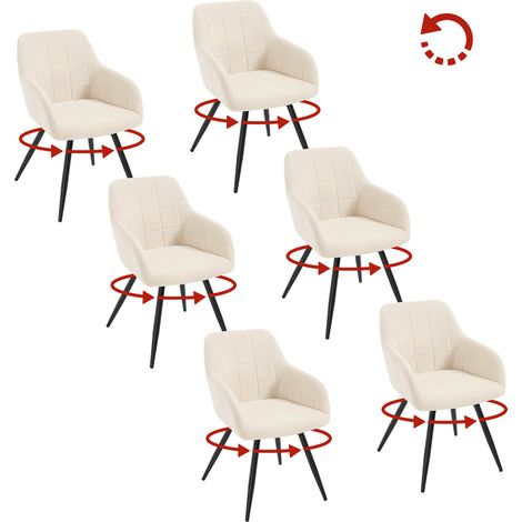 Lot de 6 Chaises Pivotante Salle à Manger WOLTU, Fauteuil Salle à Manger en Velours, Pieds en Métal, Beige (1/5)