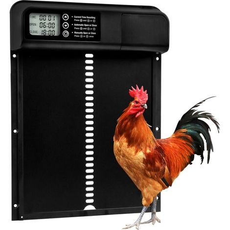 Porte Automatique Poulailler avec Minuterie, Porte Poulailler Automatique Design Anti-pincement avec Écran LED, Porte Poulailler en Aluminium Fonctionne à Piles (1/5)