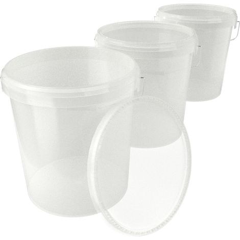 3x Seau avec couvercle Seau vide en plastique Poignée 15,9l qualité alimentaire naturel (1/5)