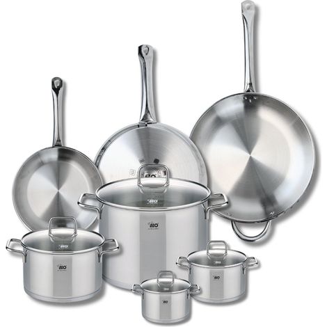 Ensemble de 3 Poêles de cuisson 24, 28 et 32 cm et 4 faitouts 12, 14, 20 et 26 cm Elo Profi Citrin (1/5)