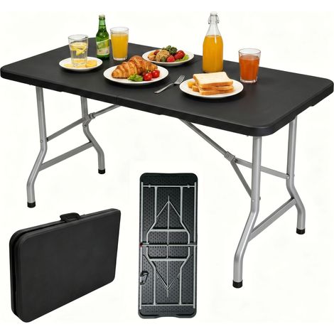 Brstheco Table Jardin Blanche Pliante Métal-Plastique 180x68x75cm (1/5)