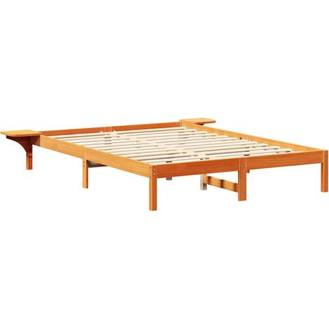 Lit double,Lit adulte,Cadre de lit avec tables de chevet Marron 140 x 200 cm CFW6568042 (1/5)