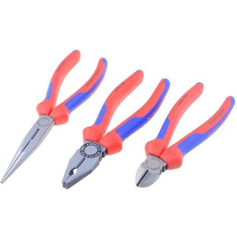 Kit 3 pinces coupante bec plate avec poignees ergonomiques