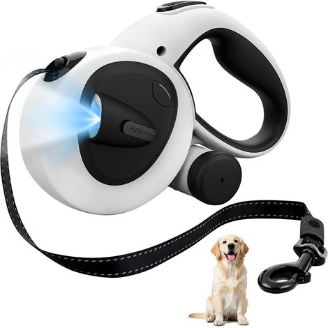 Laisse rétractable pour chien de 5 m - 4 en 1 - Avec LED - 30 kg - Électrique - Automatique - Frein à dégagement rapide - Avec USB (1/5)