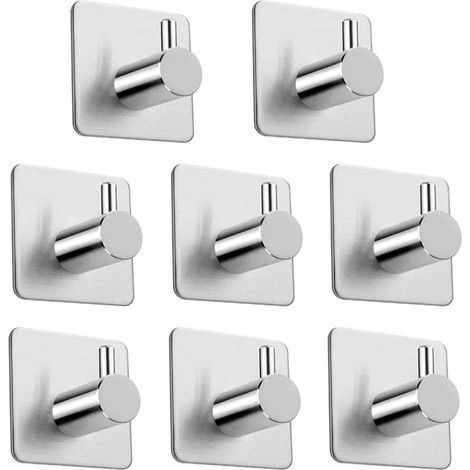 Crochet de Salle de Bain en Acier Inoxydable sans poinçon pour vêtements, Salle de Bain, Crochet Mural pour Manteau et Chapeau,8pcs (1/5)