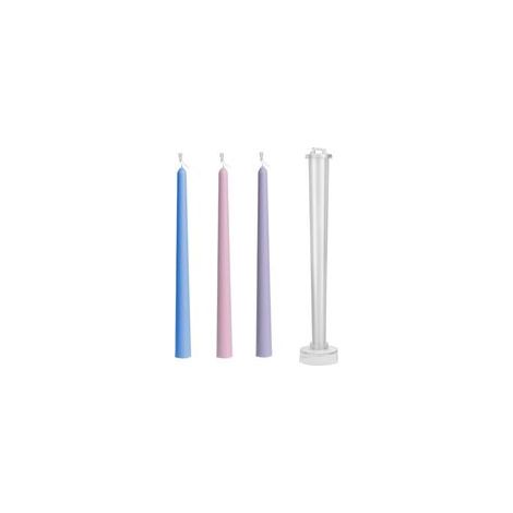 Moules à bougies artisanales en silicone alimentaire – Lot de 6 modèles variés (cylindriques, torsadés, festonnés) pour bougies décoratives de mariage (1/5)