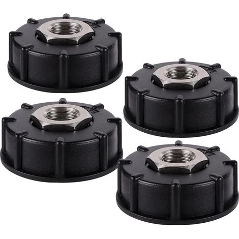Adaptateur IBC S60X6, Accessoires pour réservoir IBC, 1" Filetage extérieur avec 1/2" Filetage intérieur, Raccord pour tuyau en acier inoxydable, Robinet à soupape, 4 pièces (1/5)