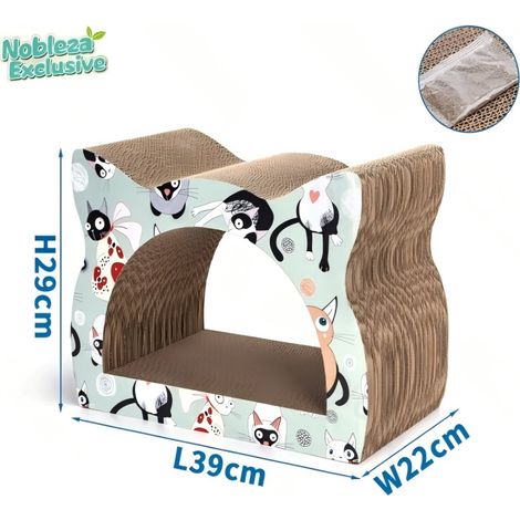 Griffoir pour chat en forme de chat, série exclusive Nobleza, abri et griffoir 2 en 1 (1/4)