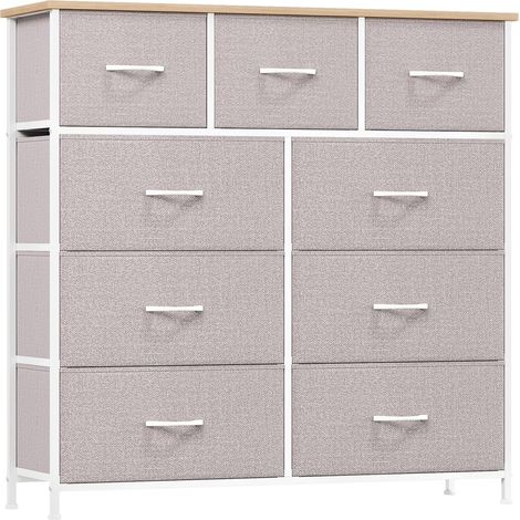Commode de Rangement pour Chambre à 9 tiroirs en Tissu, Gris Cendré (1/5)