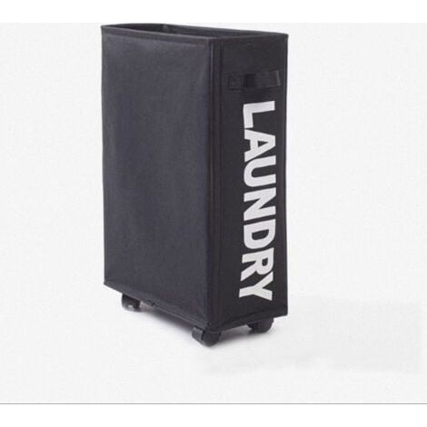 Panier à linge pliant de 42 litres - noir avec 4 roues, collecteur de linge, bac à linge rectangulaire pour le stockage des vêtements à la maison (1/5)