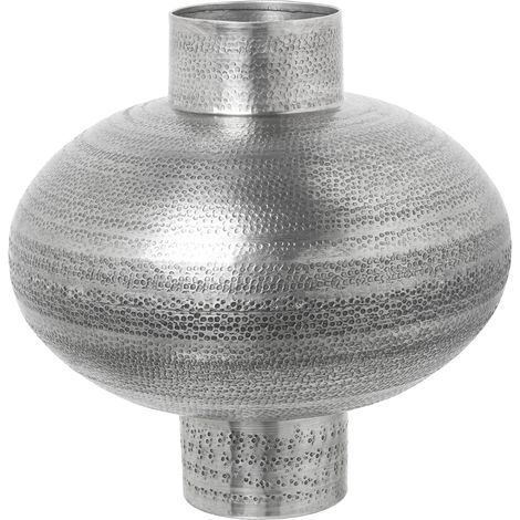 Vase En Aluminium Sculpté Argent Vieilli °33X33 Cm (1/4)