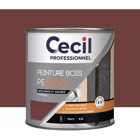 Peinture Bois Glycéro Cécil Professionnel PEB60 Rouge Basque Satin 0,5 L (1/2)