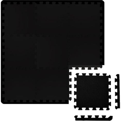 9 Dalles Puzzle Protection Sol Fitness - 30x30 Noir - Tapis Sol Sport Home Gym (1/5)