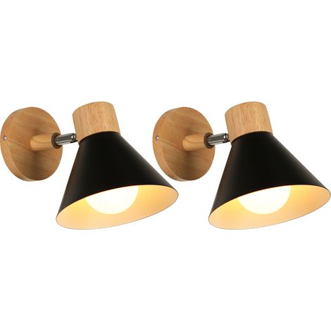 (2X) Apliques Retro Interior Lámpara De Pared Metal E27 Lámpara De Pared Vintage Para Salón Dormitorio Baño (Negro)