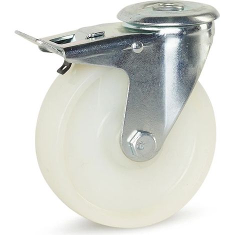 Roue pivotante freinée - MESO - Nylon - Trou central - 125mm - 250kg