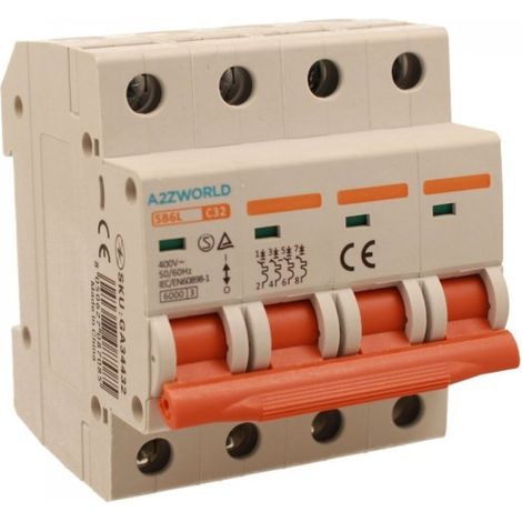 MCB Interruttore Magnetotermico Automatico Curva C 4P 4M 6000A C32A AC 400V IP20 IEC60898-1 SB6L