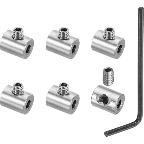 Set di clip per cavi metallici con foro da 3 mm, 6 pezzi in acciaio inossidabile 304 con foro singolo, clip per cavi con chiave esagonale M4 per montaggio cavi, argento