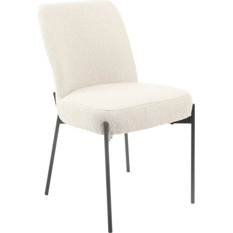 Chaise tissu bouclette blanc écru pieds métal noir - SHEEP (1/5)