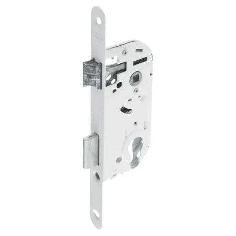 Yale Y50R-A40/B - Serrure à Encastrer passage de cylindre (non fourni), Réversible, Blanc Têtière Bouts Ronds, Axe à 40 mm - Pour Porte de Bureau, de Service ou d'Entrée (1/7)