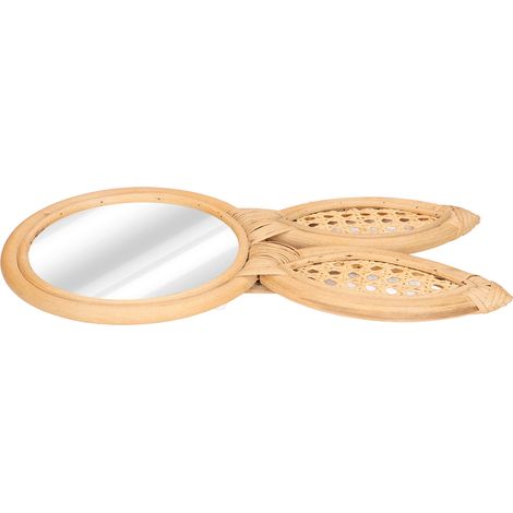 Dekorativer Wandspiegel in niedlicher Hasenform aus Rattan – ideal zum Schminken, für Zuhause oder Schlafzimmer. Perfekt als Geschenk. (1/5)