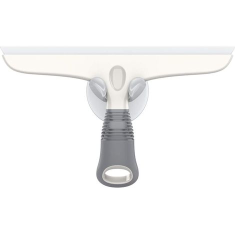 Raclette Multifonction pour fenêtre, Verre, Porte de Douche, Voiture, Brosse à récurer Robuste avec Crochet à Ventouse Inclus, 25,4 cm, Blanc et Gris