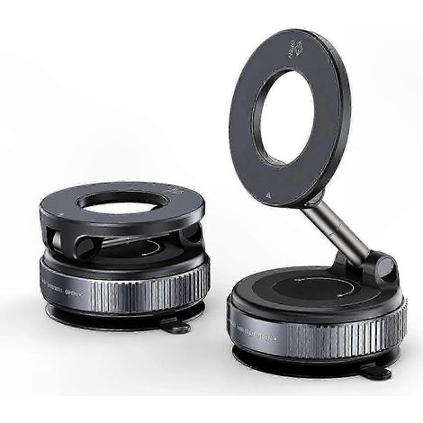 Support magnétique rotatif 360° avec ventouse pour smartphone, fixation murale ou voiture, support pliable réglable, maintien stable et pratique. (1/5)