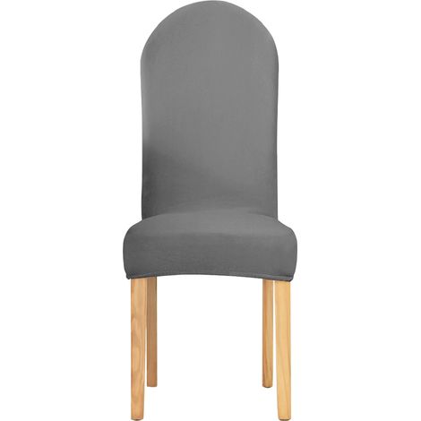 Housse de chaise DOSSIER ARRONDI velours GRIS FONCÉ