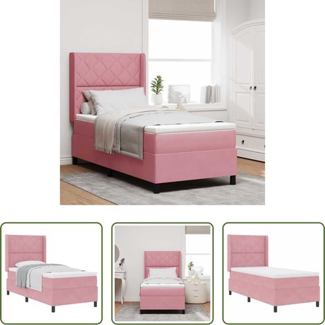 vidaXL Kopfteil -  Boxspringbett mit Matratze mit Kopfteil Rosa 90 x 190 cm Samt (1/5)