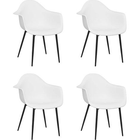 Lot de 4 Chaises de salle à manger - Chaises de cuisine blanc PP (1/5)