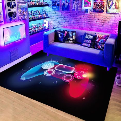 Moderner Gamer-Schlafzimmerteppich, 120 x 80 cm, Kinderzimmerteppich mit 3D-Controller-Graffiti-Design (Typ A) (1/3)