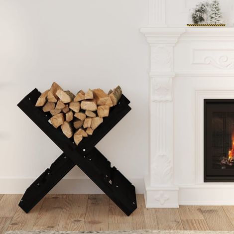 Porte Bûches intérieur en X Noir 48cm de hauteur . Idéal rangement bois de chauffage (1/4)
