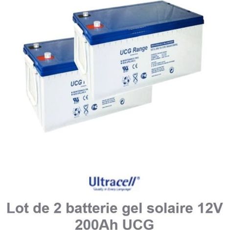Lot de 2 batterie gel solaire 12V 200Ah UCG Ultracell