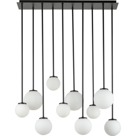Suspension Tulia 10 globes verre blancs noir Sigma Lighting (1/3)
