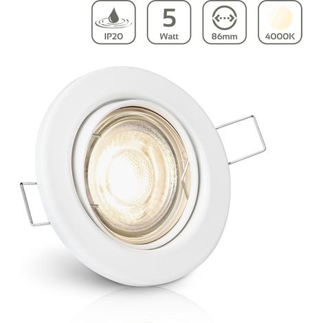 Einbauspot IP20 rund schwenkbar Sprengring - Farbe: Weiß - LED Leuchtmittel: GU10 5W neutralweiß (1/5)