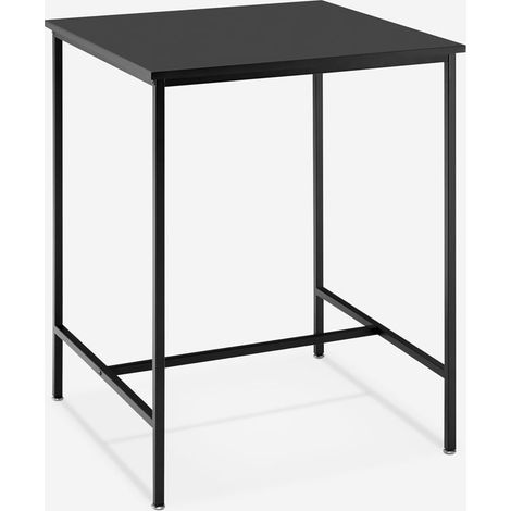 Mesa alta de 70x70 cm para bar cocina y cafetería de metal blanco y negro Zakis - Negro