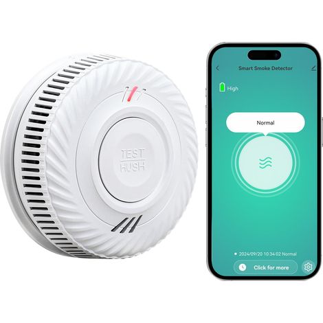 Détecteur de Fumée WiFi 10 Ans - Alarme Incendie Intelligent Capteur Photoélectrique, Conforme EN14604, Compatible Tuya/Smart Life APP