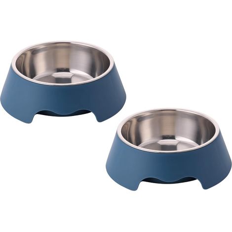 Edelstahlnäpfe für Katzen und Hunde – 2er-Set abnehmbare, rutschfeste Näpfe – blau