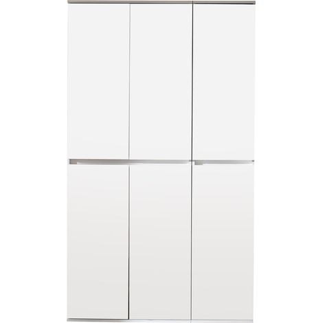 Minor Kleiderschrank 6 Türen, weiss, Spiegel.