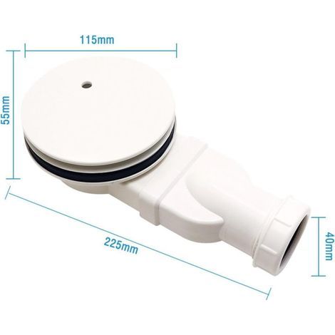 Drain de douche à, remplacement du drain latéral du siphon, drain VC, siphon de receveur de douche siphon mince pour la prévention, Blanche (1/4)