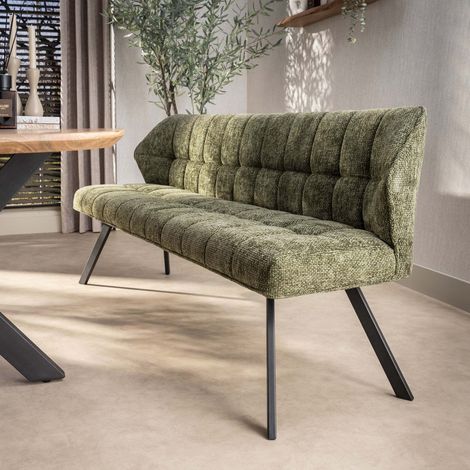 Esszimmerbank Chenille-Stoff grün kariert 180 cm – Lino