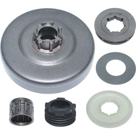 Tambour d'embrayage 3/8 10T avec protection de bord de pignon pour tronçonneuse Husqvarna 66 266 268 272, remplace 501831504, 501598002 (1/5)