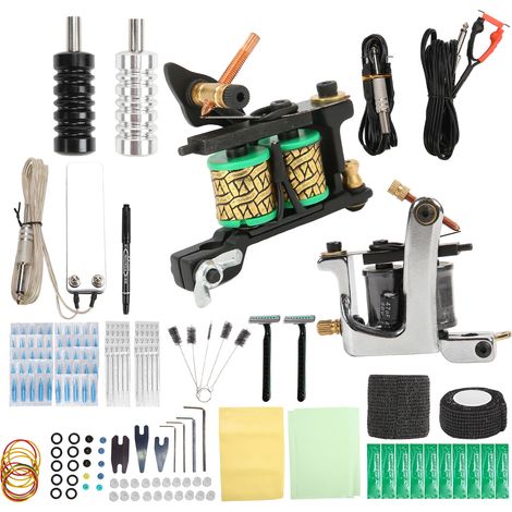 Kit Professionnel Machine à Tatouer avec Alimentation, Aiguilles, Embouts - Prise EU 90‑265V pour Débutants et Experts (1/5)