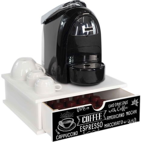 Lupia - Contenitore Cassetto Porta Capsule e Cialde caffè Cassetto ORGANIZER White BLACKBOARD lavagna 33x33 cm in legno per casa, cucina, angolo bar ufficio, multiuso (1/4)