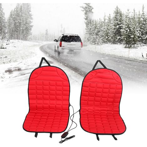Coussin chauffant épais pour siège de voiture double, coussin chauffant pour siège 12VRed (1/5)