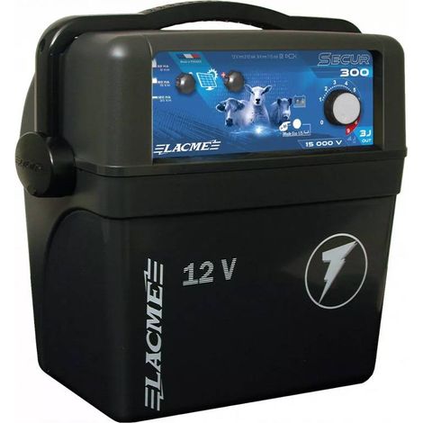 Lacme – Electrificateur SECUR 300 12V – Variateur de puissance – Pour clôtures longues et animaux rétifs – Protection des cultures