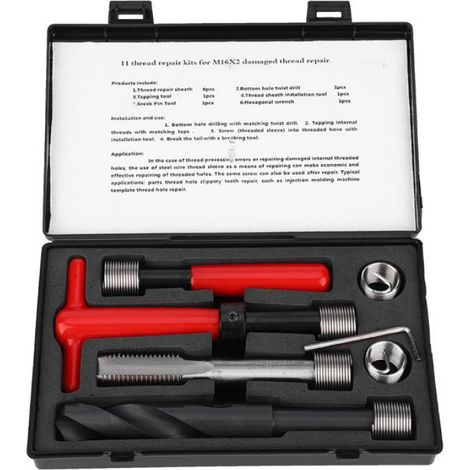 Insert Fileté - Kit Réparation Filetage M16x2 - Pour Réparation Trous Filetés Aluminium Acier - 6 Pièces (1/5)