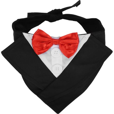 Costume pour chien avec bandana, nœud papillon et chemise, idéal pour les cérémonies de mariage et les occasions spéciales. Convient aux chiens de grande et moyenne taille. Rouge, taille M. (1/5)