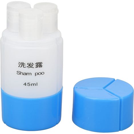 Flacon de Voyage 3 en 1 Bleu - Petit, Léger et Résistant pour Shampoing, Gel Douche et Cosmétiques (1/5)