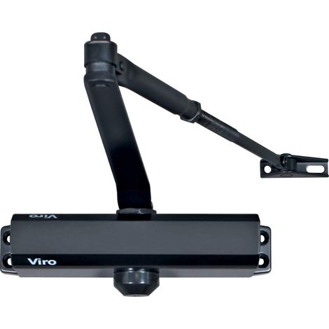 Viro Air, Chiudiporta Automatico, Braccio in Acciaio con Lunghezza Regolabile, Multiforza, Colore Nero, Per Porte max. Largh. 110 cm Peso 85 kg